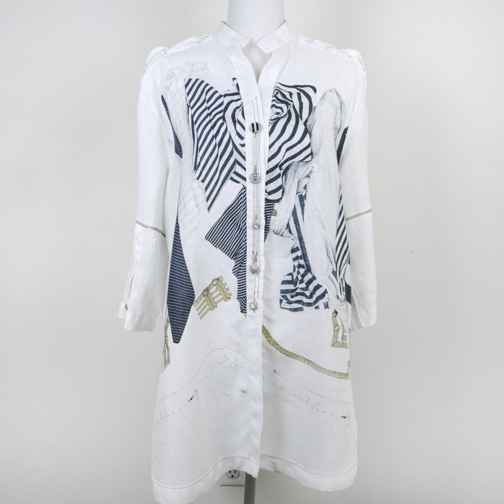 Elisa Cavaletti Italian Linen Tunic Blouse L